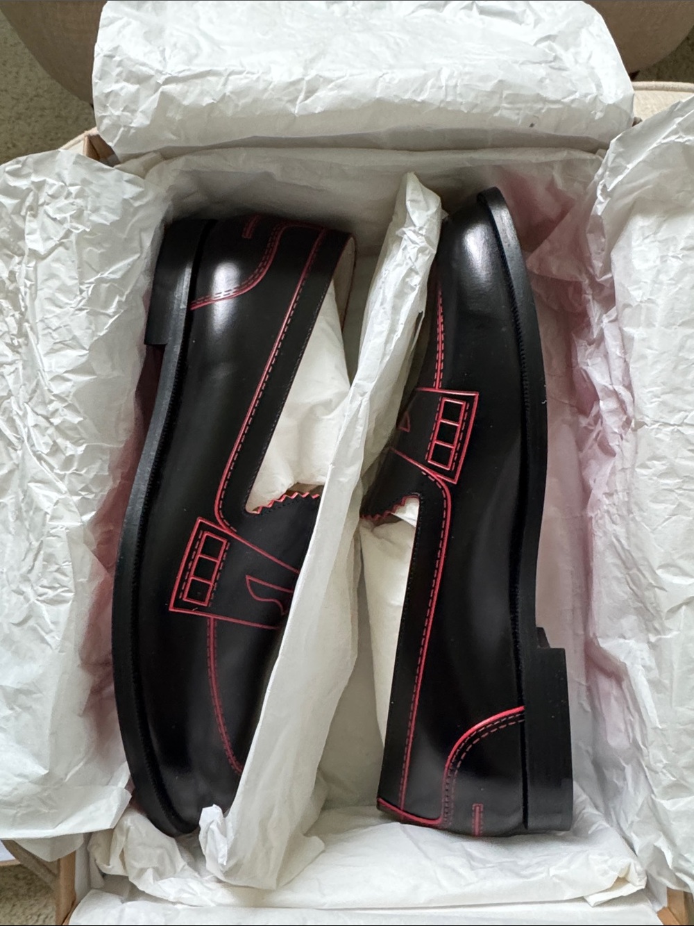 New Christian Louboutin Black with Red trim loafers size 38 - Picture 7 of 8